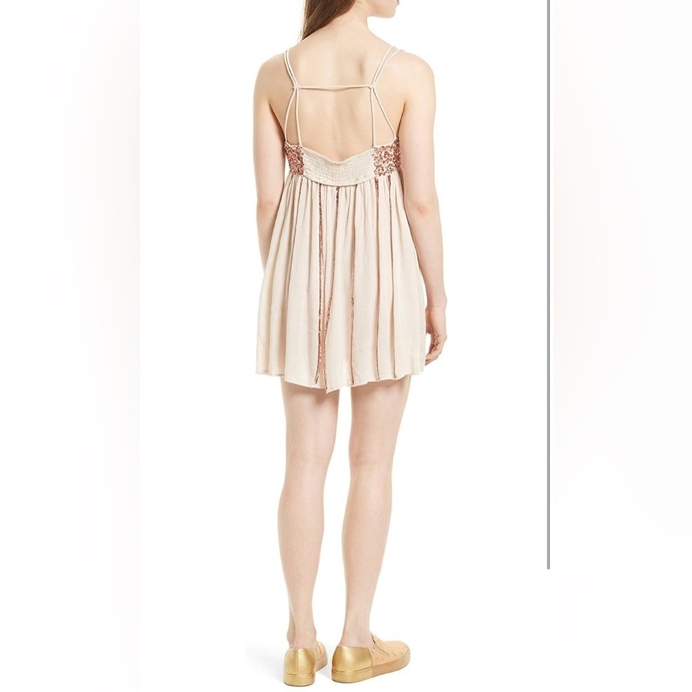 Intimately Free People | NWT Rose Gold Pink Sequined V-Neck Strappy Slip Dress S - Picture 5 of 5